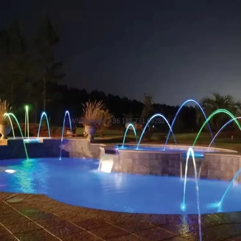 Full Set Outdoor Pool Pond Garden Deck Jet Laminar Flow Water Fountain Nozzle With Underwater Led Pool Light