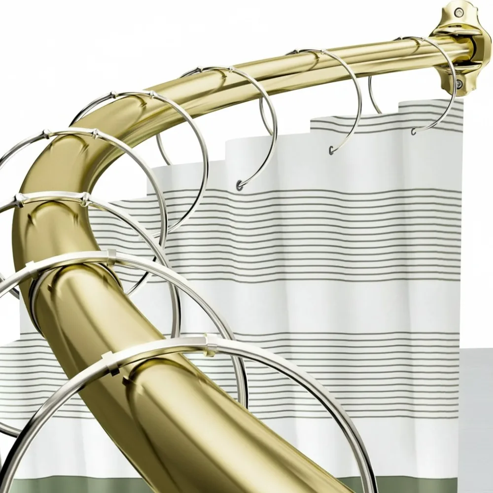 

Curved Shower Rod Adjustable 40-72 Inches Extra Wide Rust Proof Gold Bathroom Bathtub Heavy Duty
