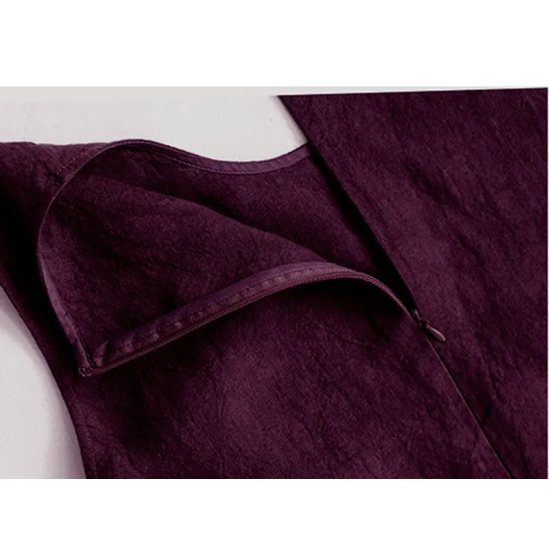 Linen Summer Women's Sleeveless Crewneck Dress Pink Vest Pullover Skirt Outside Wear Beach Play Cool Clothing