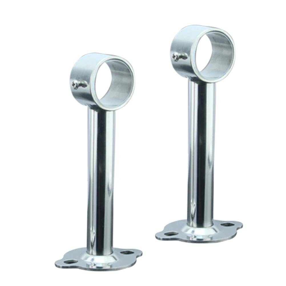 

2Pcs Thickened Stainless Steel Hanging Bracket Wardrobe Pipe Round Adjustable Closet Bracket Balcony Bathroom Kitchen Storage