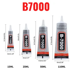 B7000 Cola com Aplicador de Precisão, Contacto Claro, Reparação Telefónica, Adesivo, Universal, Vidro, Plástico, DIY, B-7000, 15ml, 25ml, 50ml, 110ml