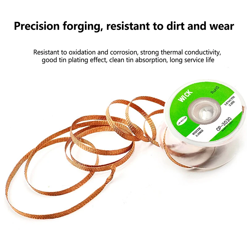 طقم أسلاك جديلة ديسولديرينغ، 5 قطع، مزيل لحام القصدير بدون بقايا نظيفة