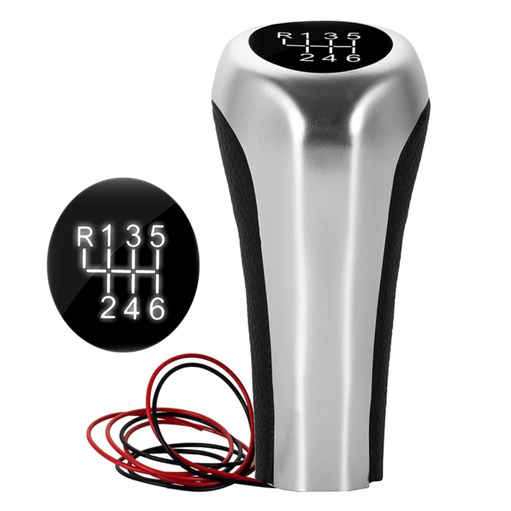 6 Speed Gear Shift Knob W/LED White Backlight Leather Shifter Lever Handle Gear Stick for BMW E46 E90 E91 E92 X1 X3 X5