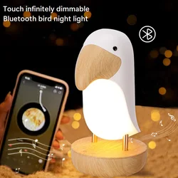 Cute Bluetooth LED Night Light Toucan Bird USB Rechargeable Children Bedroom Table Lamp Dimmable Home Lighting Bluetooth Speaker