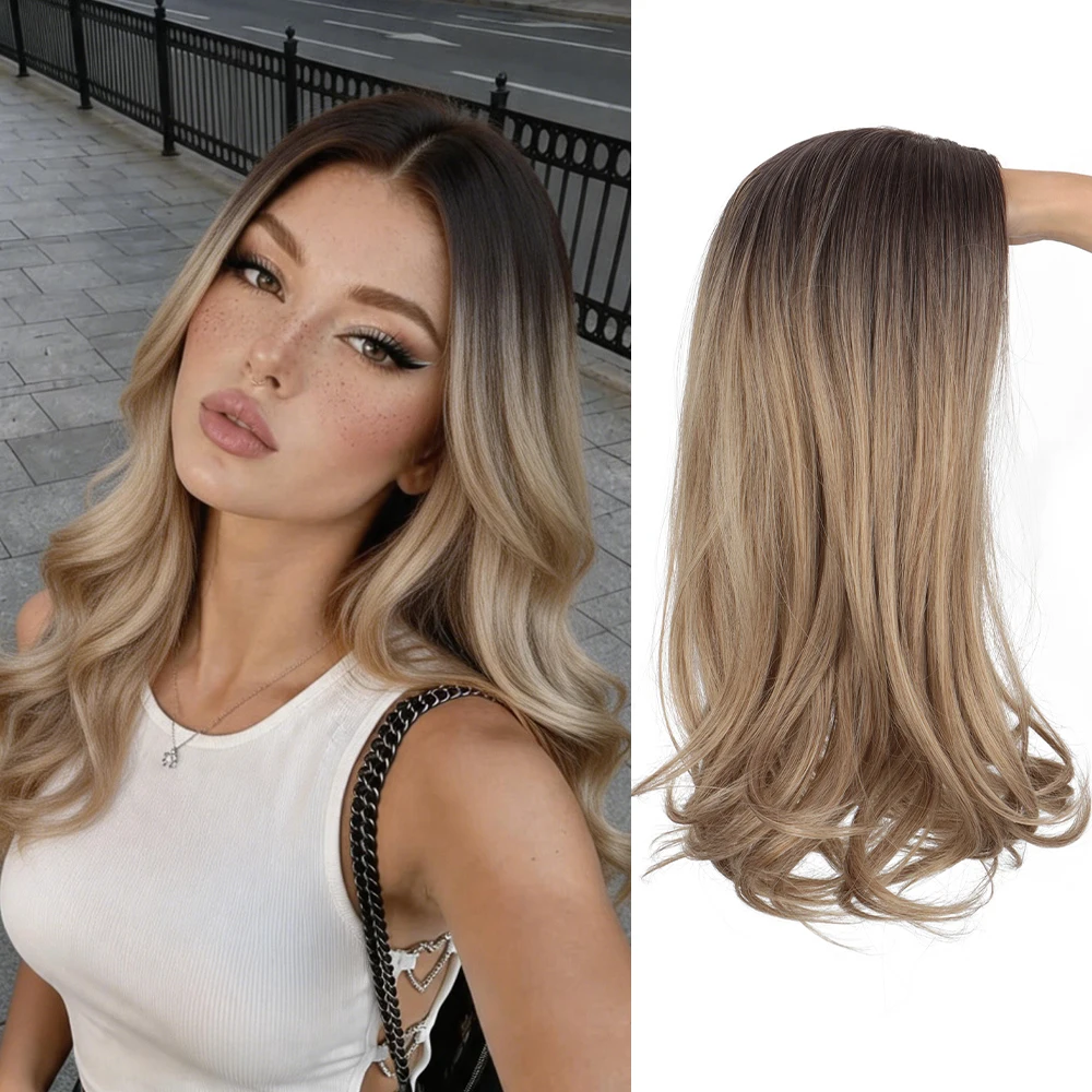 Synthetic Long Curly Top Hair Topper High‑Temp Fiber Invisible Hair Extension for Thinning Hair Women Daily Party Hair Accessory