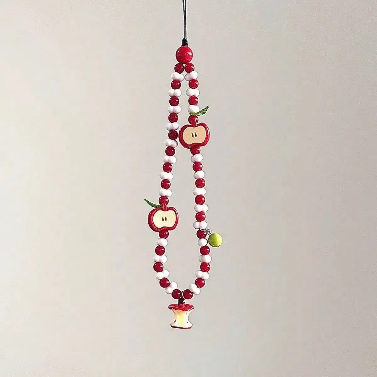 

Handmade Half Apple Shaped Mobile Phone Lanyard Keychain Beaded Strap Cute Camera Pendant, Fresh Design Gifts For Mother, Family, Friends, Birthday, Holiday Phone Charm, Phone Chain
