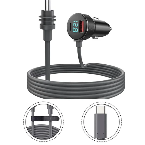Imagen 2 del producto Para cargador Starlink Mini cargador de coche USB Dual 12V-24V vehículos 2M/300CM Cable CC voltímetro Digital Cable de extensión impermeable