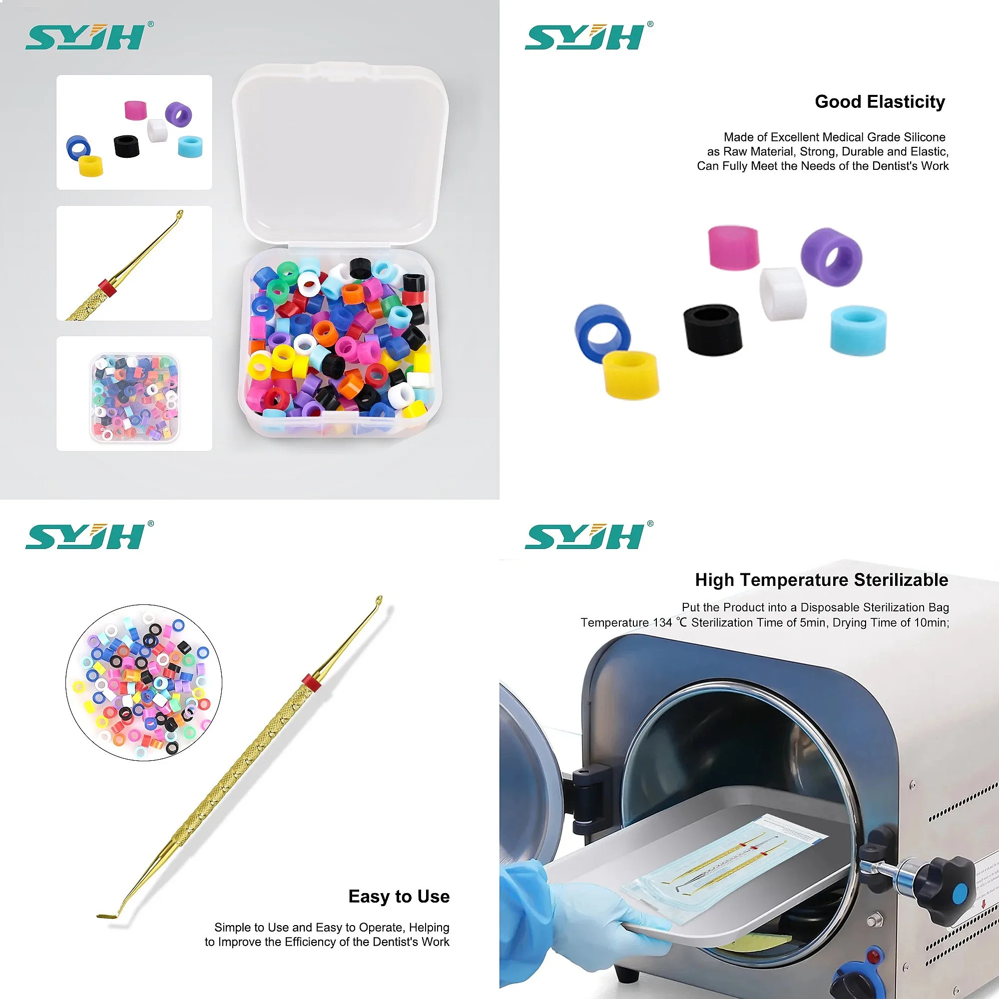 Dentals 300pcs Multi-Color Silicone Universal Color Code Rings Autoclavable Orthodontic Tools