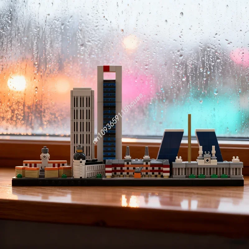 633 elementy MOC Madryt Skyline Architektura Model z Klocków Prezent na Boże Narodzenie Zabawki Edukacyjne dla Dzieci na Urodziny