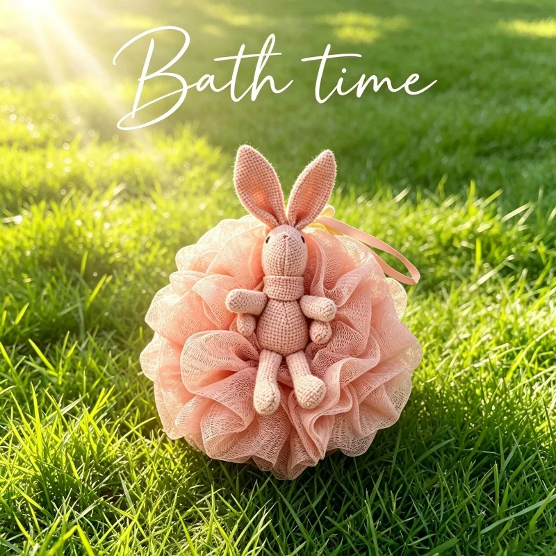 Cute Wishing Rabbit Bath Ball Cartoon Bath Sponge Soft No Loose Kids Bathing Ball Household Body Scrub Bubble Bath Sponge