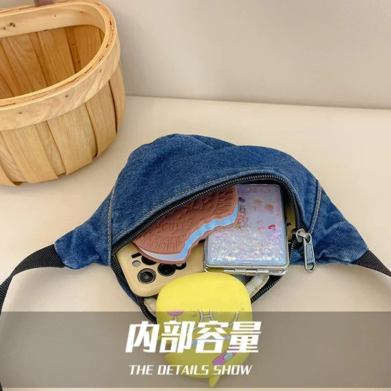 Fashion Cool Baby Boys Chest Bags Portable Cute Kids Girls Waist Bag Handbags Denim Children Sport Shoulder Crossbody Bag New