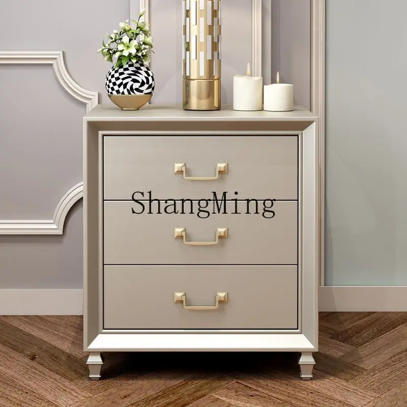 

CL Light Luxury Bedside Table Light Luxury Bedroom Solid Wood Internet Celebrity Multi-Functional Mini Storage Cabinet