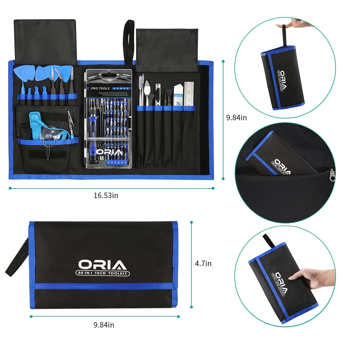 ORIA 76-in-1 Screwdriver Set Repair Tool Kit Precision 8/8 Plus/Phone/Game Console/Tablet Screwdriver Bits with Portable Bag