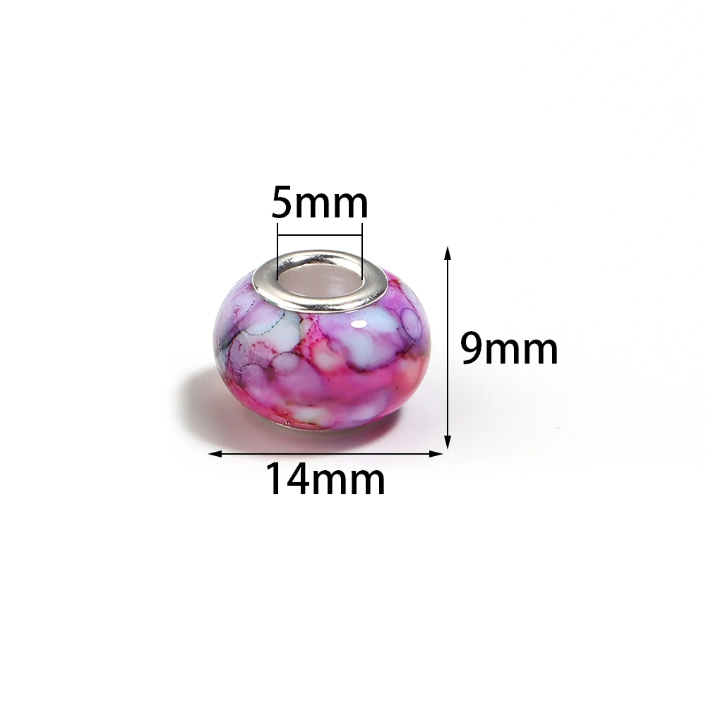 20Pcs 14x9mm Ink Wash Painted Acrylic Beads Colorful Large Hole Loose Flat Round Beads For DIY Crafts Bracelet Necklace Jewelry
