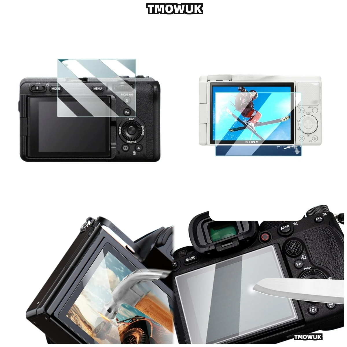 

For FX3 FX30 ZV1 ZV1-E10 A9 A9II, Impact Resistant 9H Glass Film.