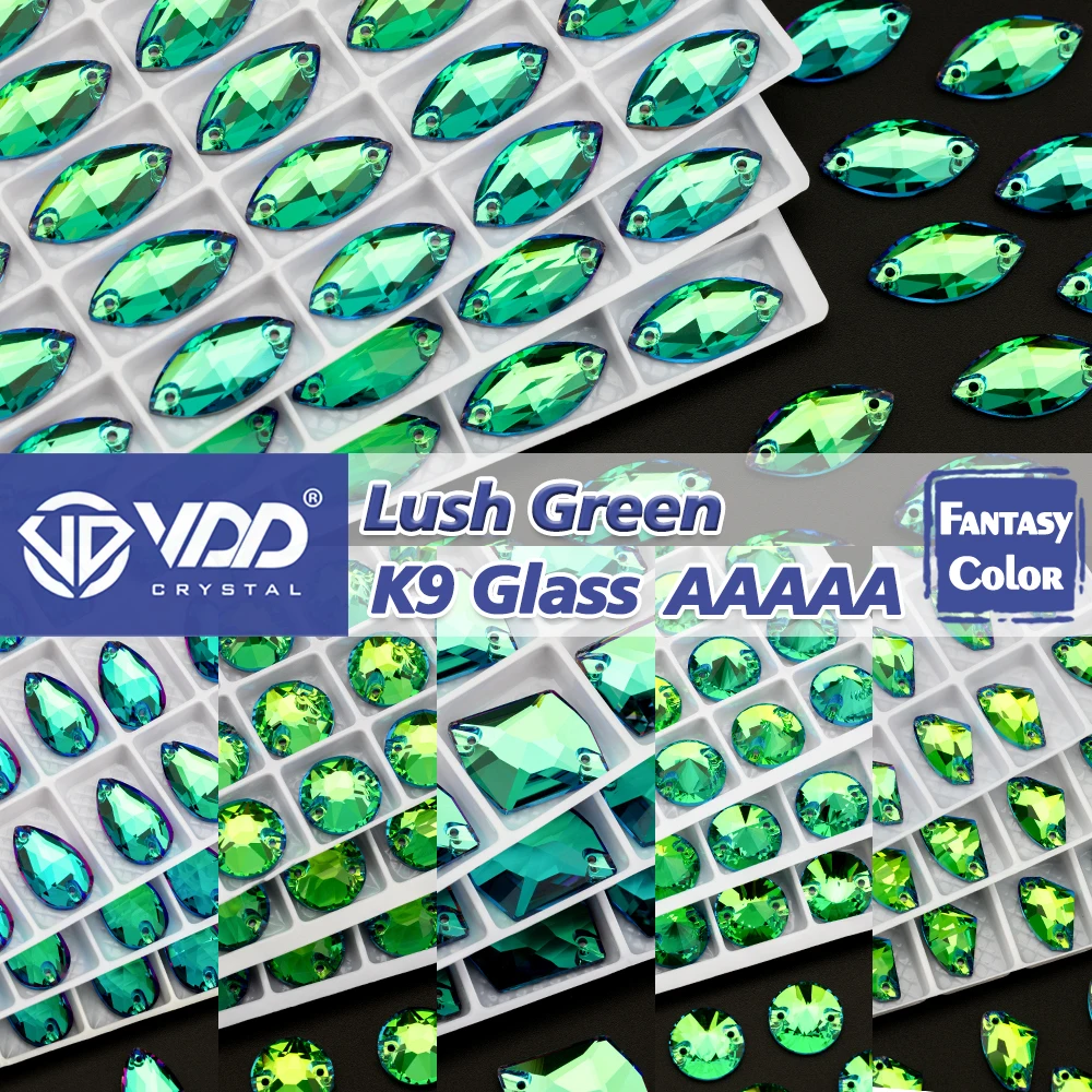 VDD S277 Роскошное зеленое стекло высшего качества AAAAA K9, пришивное стразы, швейные кристаллы, стразовые камни с плоской задней частью для украшения одежды
