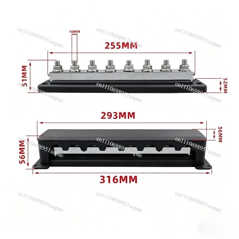 High Current Bus 600A Automotive Circuit Retrofit Terminal M10 Stud Sink Copper Bar 1 pcs