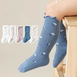 Spring Autumn Baby Knee High Long Sock Kid Soft Cotton Ruffle Girls Socks Toddler Print Socks Children Princess Socks for 0-5Yrs