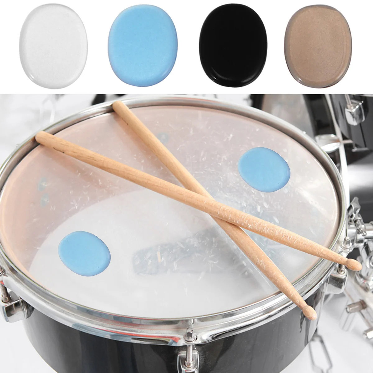 

24Pcs Silicone Drum Damper Gel Pad Self-Adhesive Mute Mat for Reducing Ringing Overtones in Drum Kit Transparent Coffee Blue