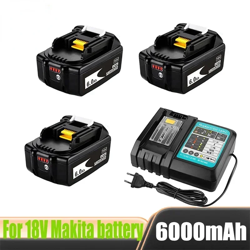 

Rechargeable Battery BL1860B 18V 6000mAh Backup Battery For Makita 18VBL1860 BL1840 BL1850 Cordless Drill With DC18RF 3A Charger