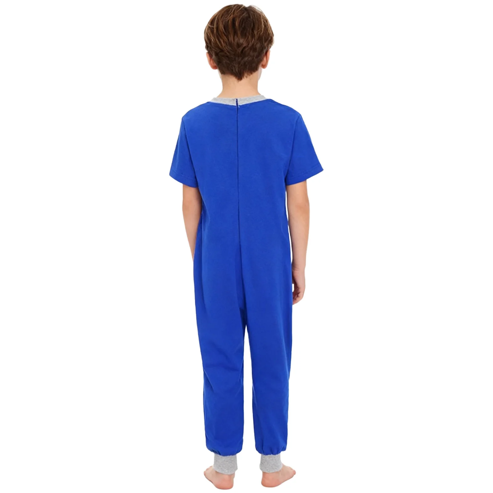 Special Needs Adaptive Clothing for Children Round Neck Short Sleeve Zipper One Piece Jumpsuit Sleepwear Workout Sportswear