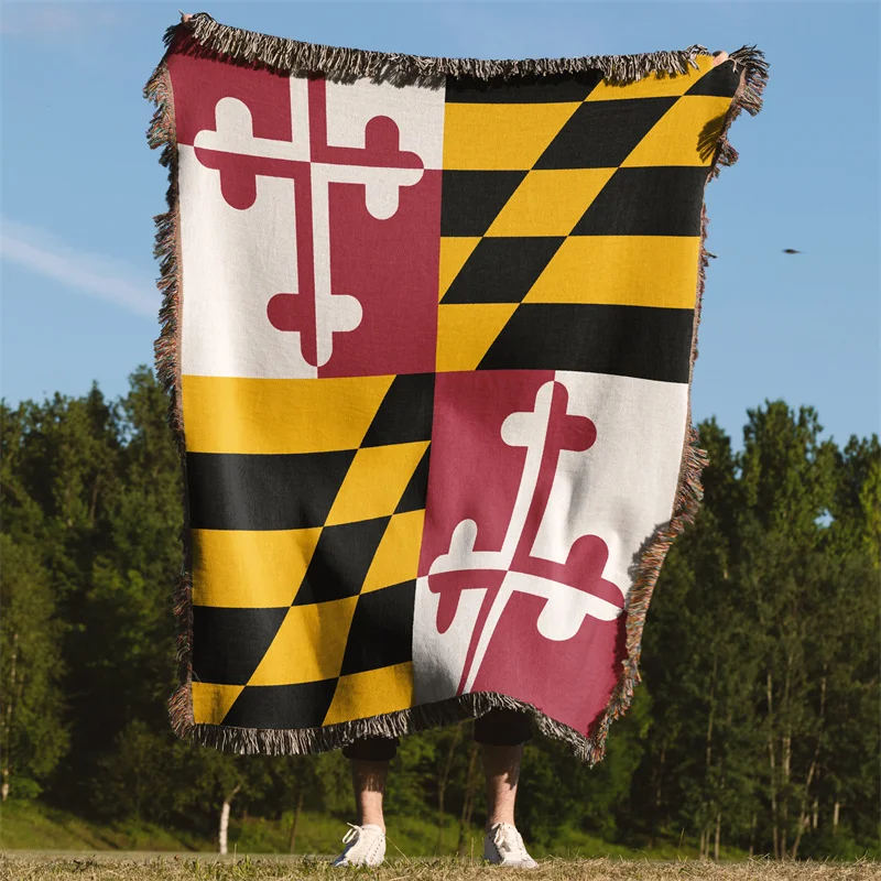 Aertemisi Maryland United States of America Jacquard Fringed Woven Throw Blanket