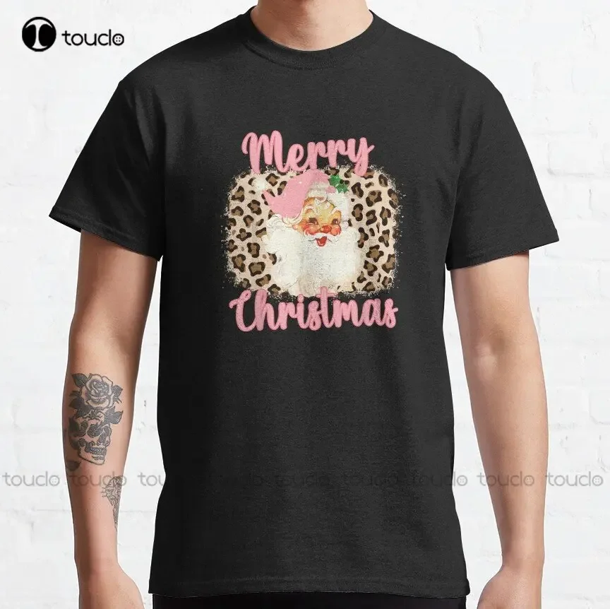 

Retro Vintage Pink Santa Claus Classic T-Shirt Dress Shirts For Women Custom Aldult Teen Unisex Digital Printing Tee Shirts