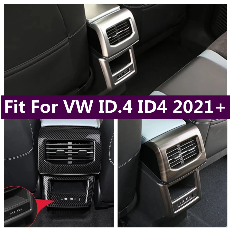 

Rear Armrest Box Anti-Kick Pad Protector Air Conditioner Outlet AC Vent Cover Trim Car Accessories For VW ID.4 ID4 2021 - 2024