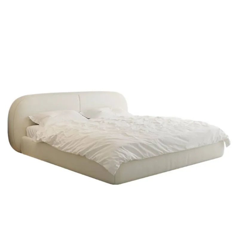 

Simple and modern soft bag, technical cloth, cream tatami, double floor fabric bed