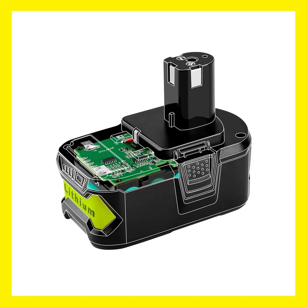 Imagem -02 - Bateria Recarregável Li-ion para Ryobi One Mais Furadeira sem Fio 9000mah 18v P108 P107 P122 P104 P105 P103 P109 Rb18l25 Rb18l40