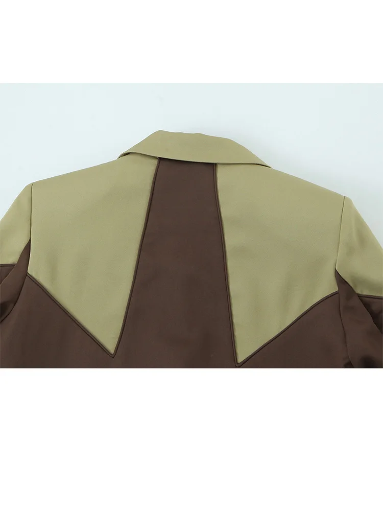 Hh inverno feminino elegante versátil único breasted flip capa decoração blazer feminino casual lapela manga longa splice jaqueta