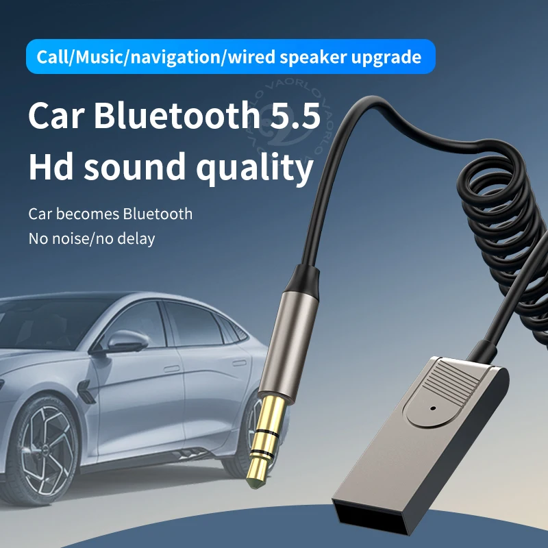 New Upgrades Bluetooth 5.5 Audio Receiver USB To 3.5mm AUX Car Wireless Music Adapter With Mic For Car Kit Speaker BT Transmit