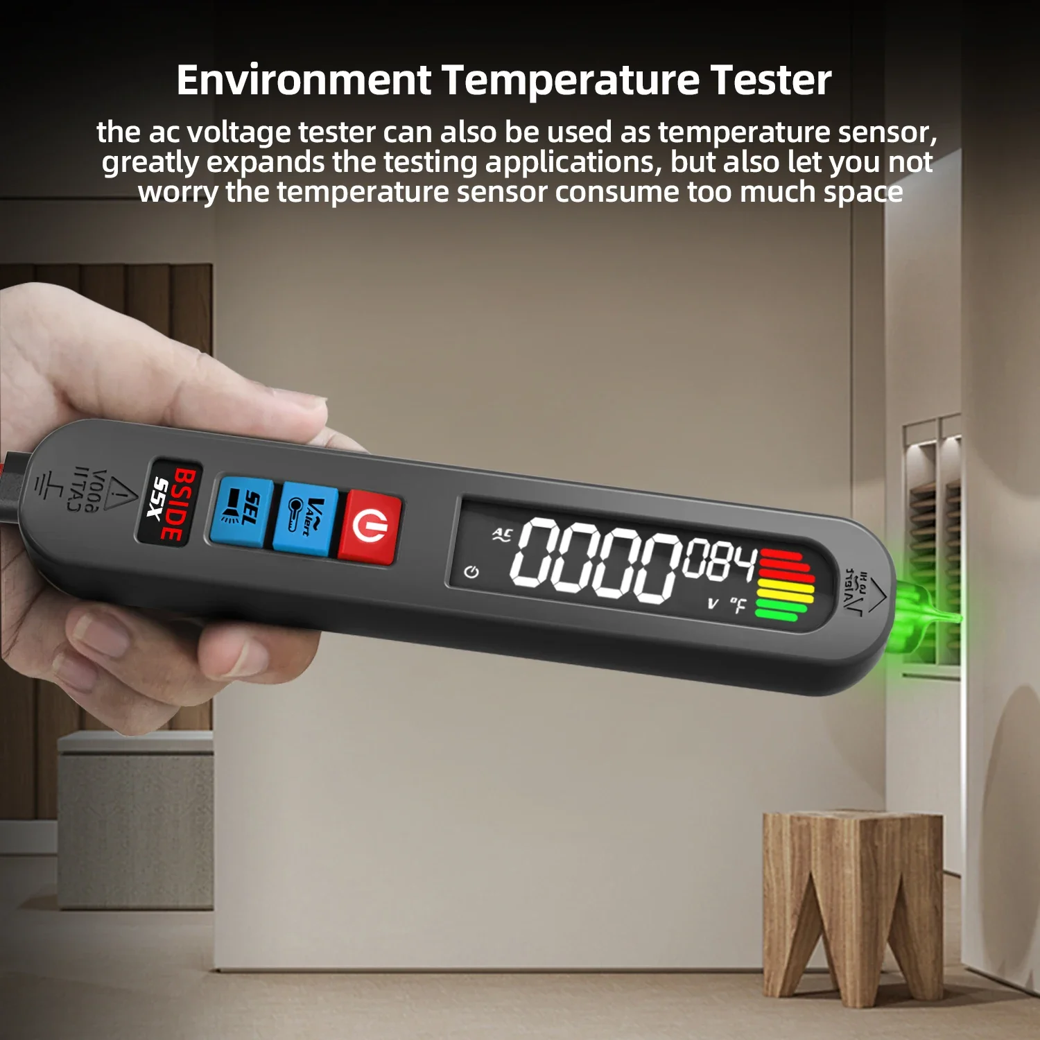 BSIDE Pen Type Digital Multimeter LCD Professional Smart Non-Contact Voltage Tester Auto Range True RMS Continuity Live Meter