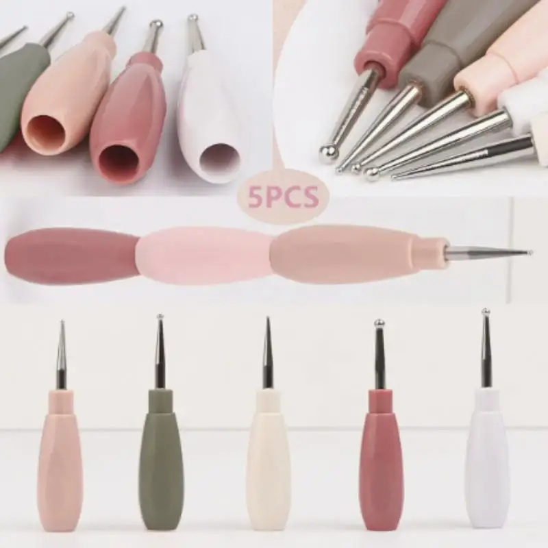 Nail Art Dotting Pen 5Pcs Interlockable Painting Brush Multicolor Handle Liner Drawing Flower DIY