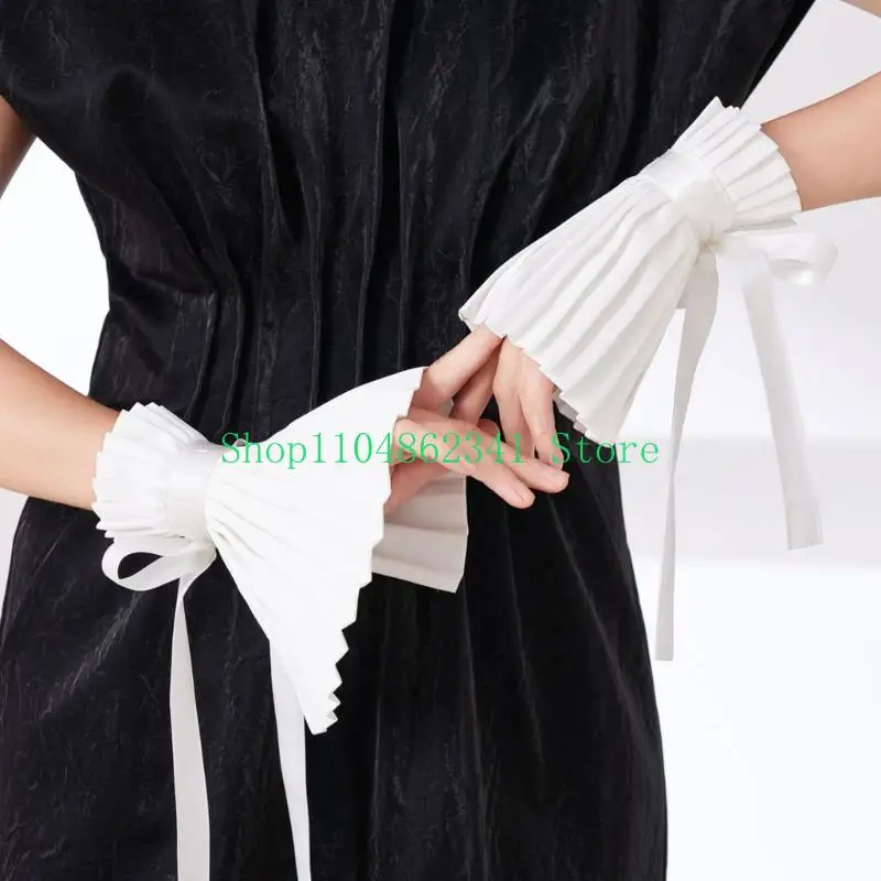 

652F Classical White Layered Gothic Detachable Collar Soft Cotton Neck Accessory For Office Or Date