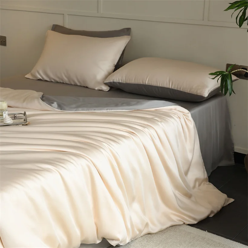 Mulberry Zijden Beddengoedset Luxe Natuurlijke 100% Zijden Dekbedovertrekset Laken Kussensloop Enkel Dubbel Laken King Queen Size