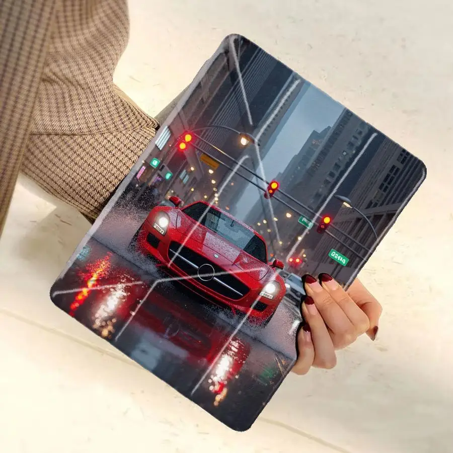 Red Light Car Tablet Case For iPad Air 4 5 M3 M2 M4 11inch Pro 2025 Mini 6 7 Pro 11th 10th 9th 8th 7th 12.9inch Holder Cover