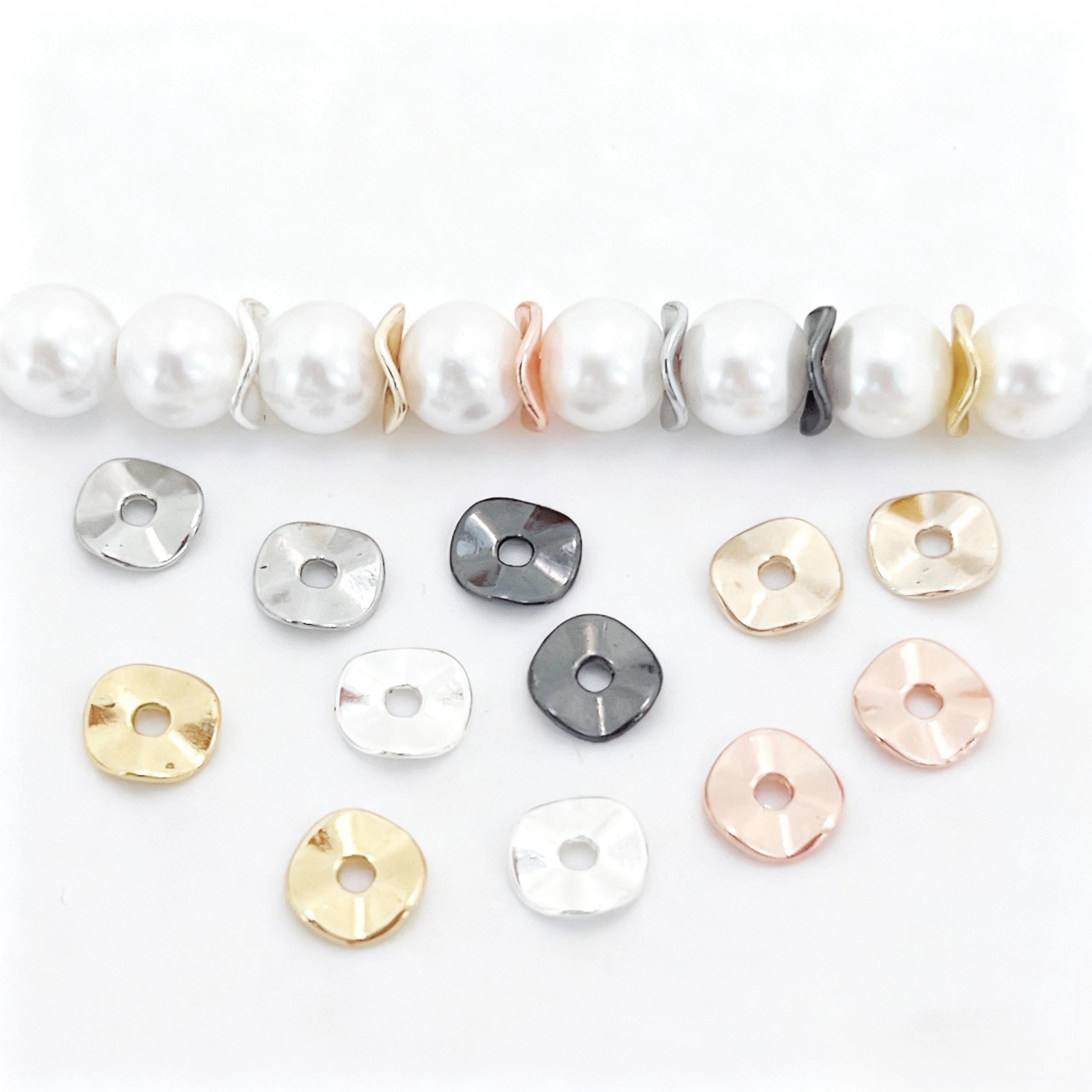 

30 Pieces Gold-plated Irregular Wavy Shape Spacers Beads DIY Pearl Bracelet Necklace Jewelry Materials Accessories Wholesale