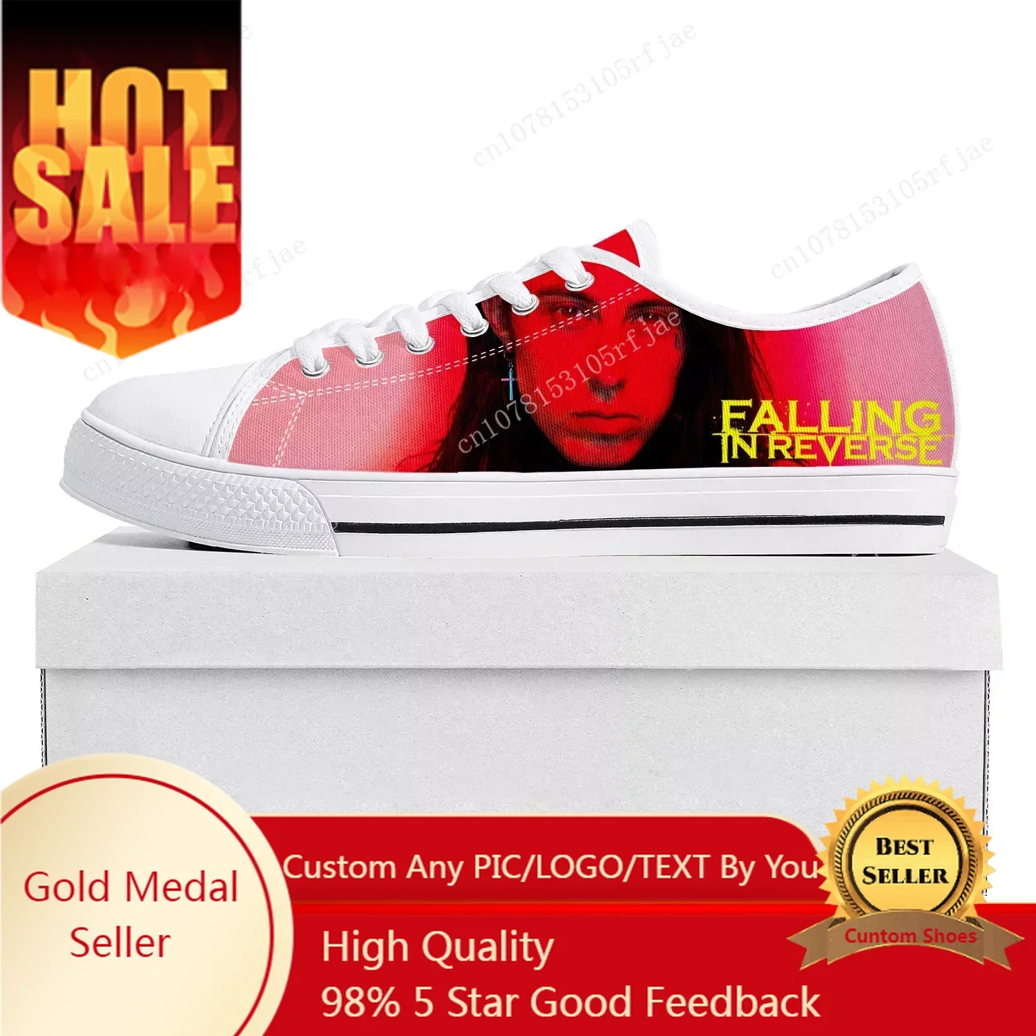 

Falling In Reverse Punk Rock Band Low Top Sneakers Mens Womens Teenager Canvas Sneaker Couple Shoes Custom Shoe