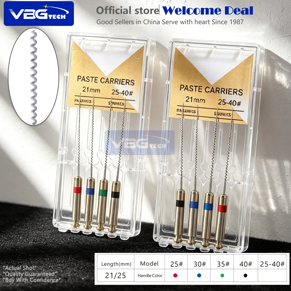 4pcs/Box 21/25mm Dental Lentulo Paste Carriers Endodontic Reamers Peeso Reamers Drill Glidden Rotary Burs Endo Files  Fiber Post
