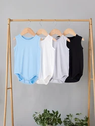 4pcs summer baby boy vest triangle jumpsuit baby soft, comfortable, breathable solid color simple Child Accessories