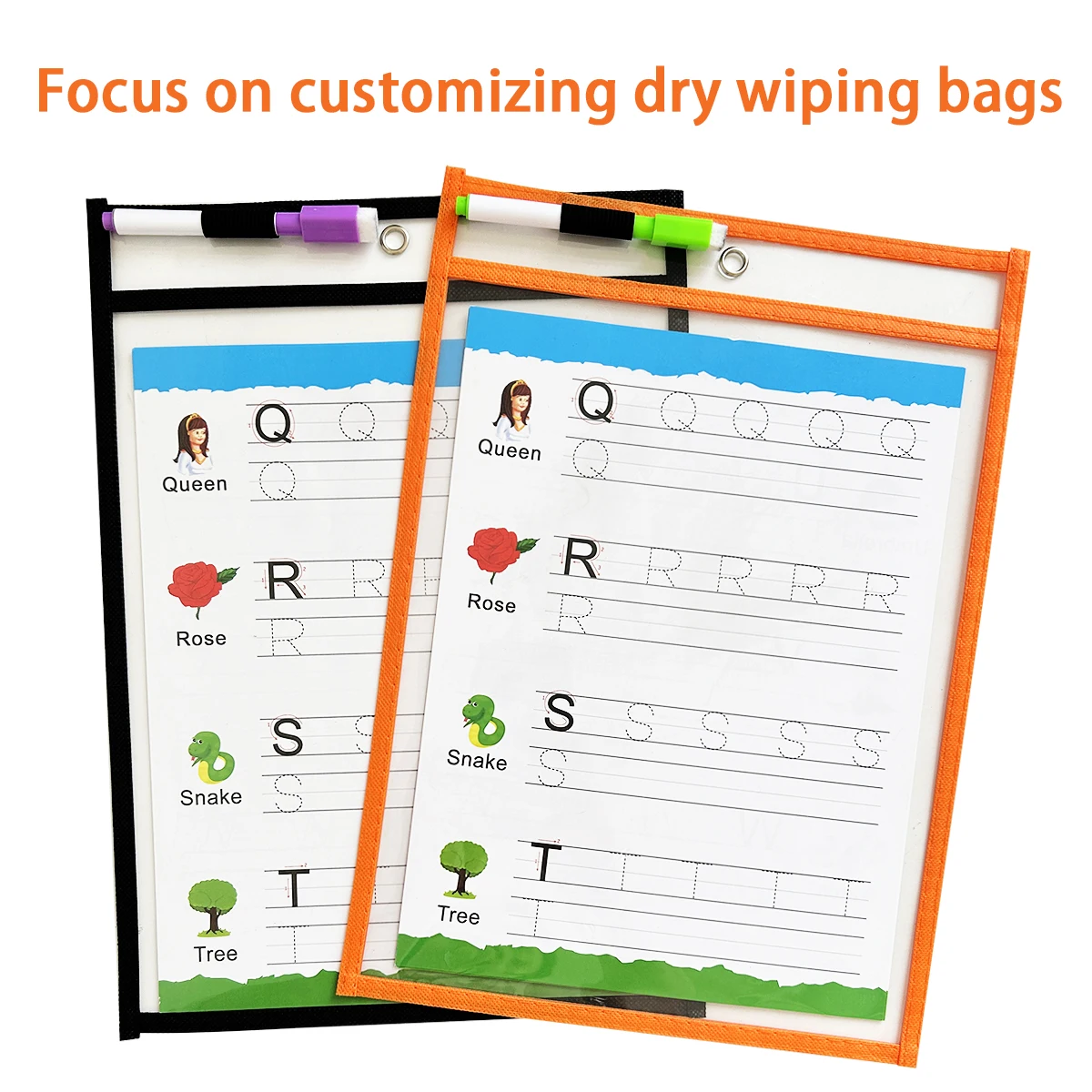 Custom Dry - Wiping Bags for Practice - Letter Tracing Worksheets Included