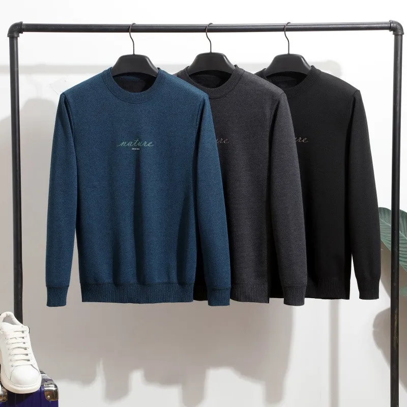 Suéter de punto de cuello redondo de terciopelo ueso que no cae, Top de manga larga de estilo urbano de moda cálido y versá...