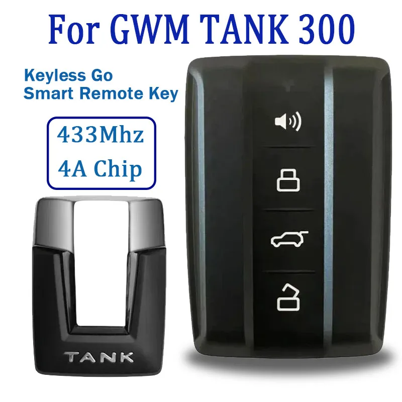 

OEM 4 Buttons Original For Great Wall GWM TANK 300 Keyless Go Smart Remote Key With 4A Chip 433Mhz