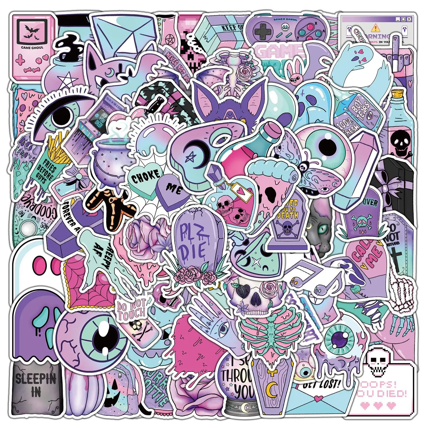 

10/30/50/100Pcs Pastel Gothic Style Graffiti Decorative Stickers DIY Guitar Phone Water Cup Skateboard Waterproof Stickers