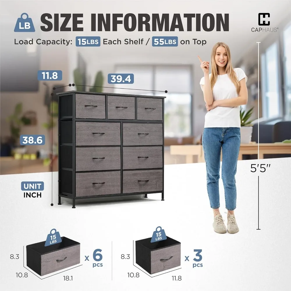 وحدة تخزين الغسيل مع 9 صناديق قماش، منظم فرز، خزانة ذات أدراج، سطح لوحة P2 وقماش، حل موفر للمساحة #3