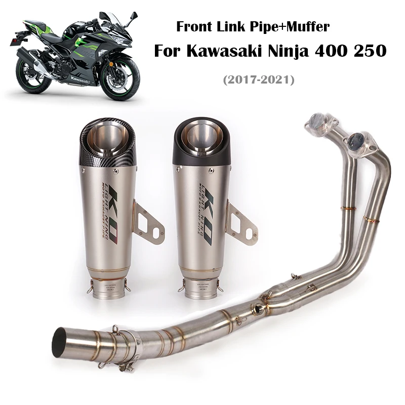 

For Kawasaki Ninja 400 250 2017-2021 Slip On 51mm Motorcycle Exhaust System Escape Tip Front Header Link Pipe Stainless Steel