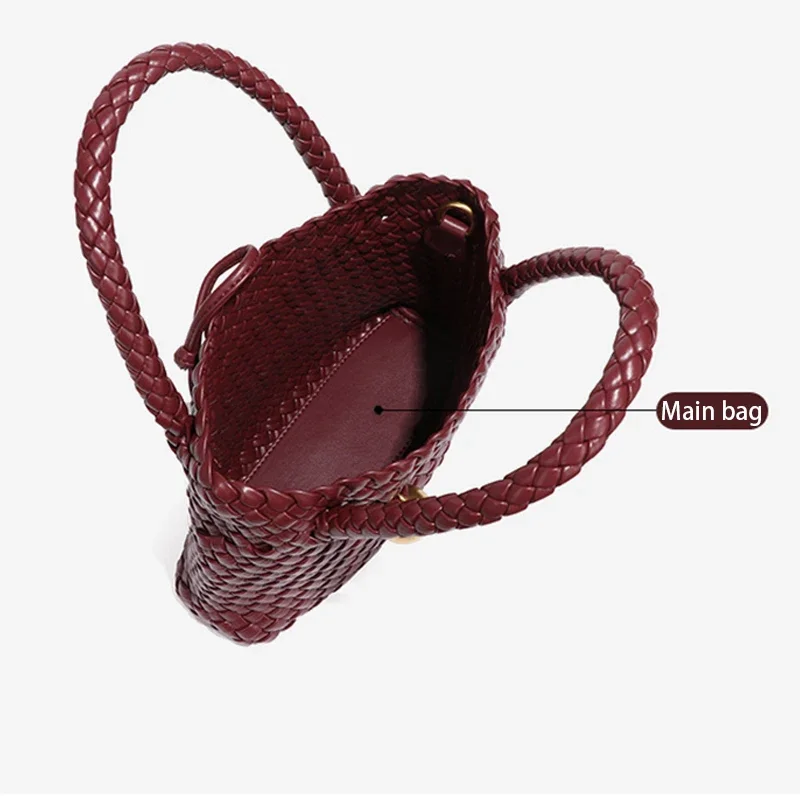 Sac à bandoulière tissé pour femmes, fourre-tout, petit sac à main en cuir inechtalien, fourre-tout, sac Hobo