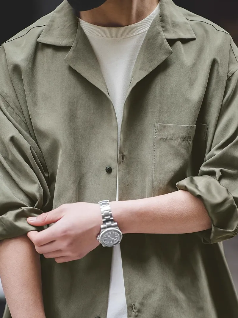 

Maden Long Sve Cuban Collar Velvet Flannel irt Men's Loose Fit Layering irt American Sle Casual Faion Spring Autum...