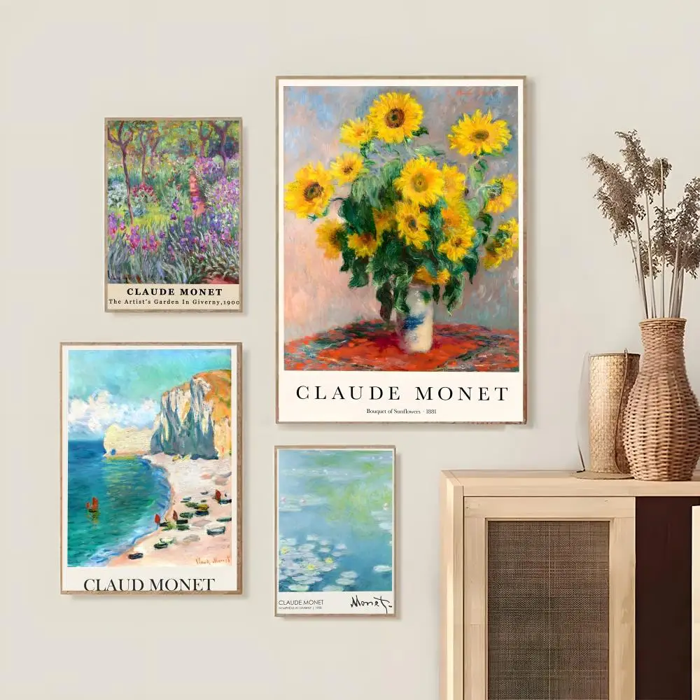 ملصق ART Claude Monet لغرفة النوم وغرفة المعيشة والدراسة وما بعد ديكور ذاتي اللصق + هدية مثالية